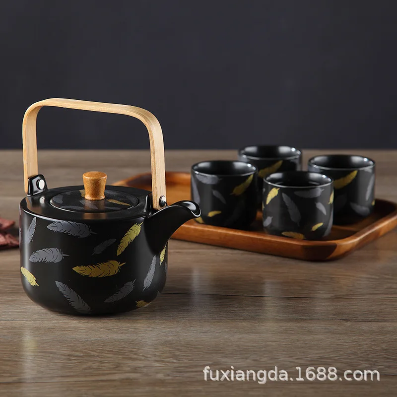 

Gift Creativity Tea Set Luxury Aesthetic Green Tea Set High Quality Gold Gift Set Jogo De Panelas Teapot And Cup Set BW50CHA