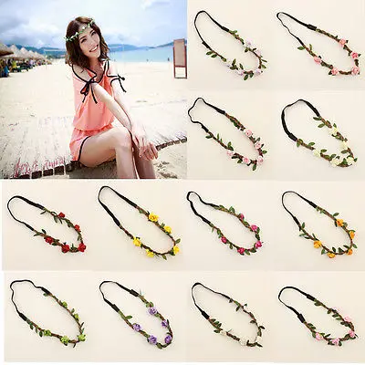 

Hot 2017 Boho Floral Women Ladies Flower Headband Festival Party Wedding Beach Hairband
