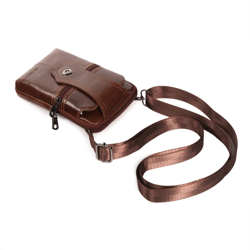 Натуральная кожа Мужская маленькая сумка на плечо для мобильного телефона с