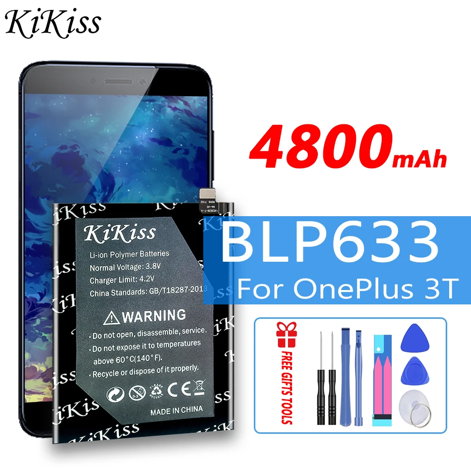 Аккумулятор KiKiss 4800 мАч BLP633 для OnePlus 3T A3010 1 + One Plus запасные батареи сотового