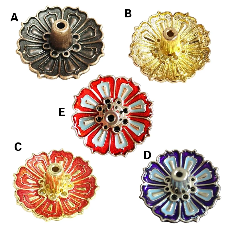 

1 Pcs 9-Hole Copper Incense Holder Mini Lotus Flower Incense Sticks Burner Cones Censer Teahouse Home Decoration Accessories