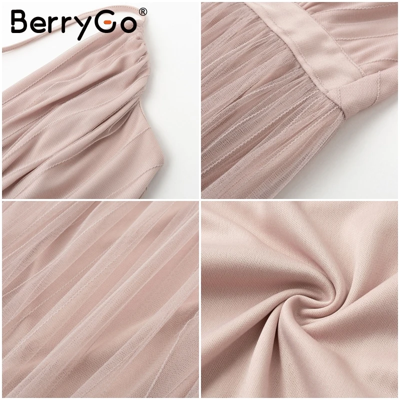 BerryGo, сексуальное, глубокий v-образный вырез, открытая спина, кружевное, женское платье для вечеринки, элегантное, на бретелях, в полоску, Сетчатое, с разрезом, макси платье, летнее, Клубное, длинное, платья
