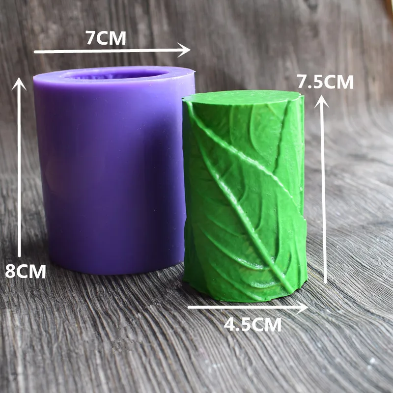 Силиконовый цилиндр формы с листьями 3D свечи для домашнего рождественского мыла