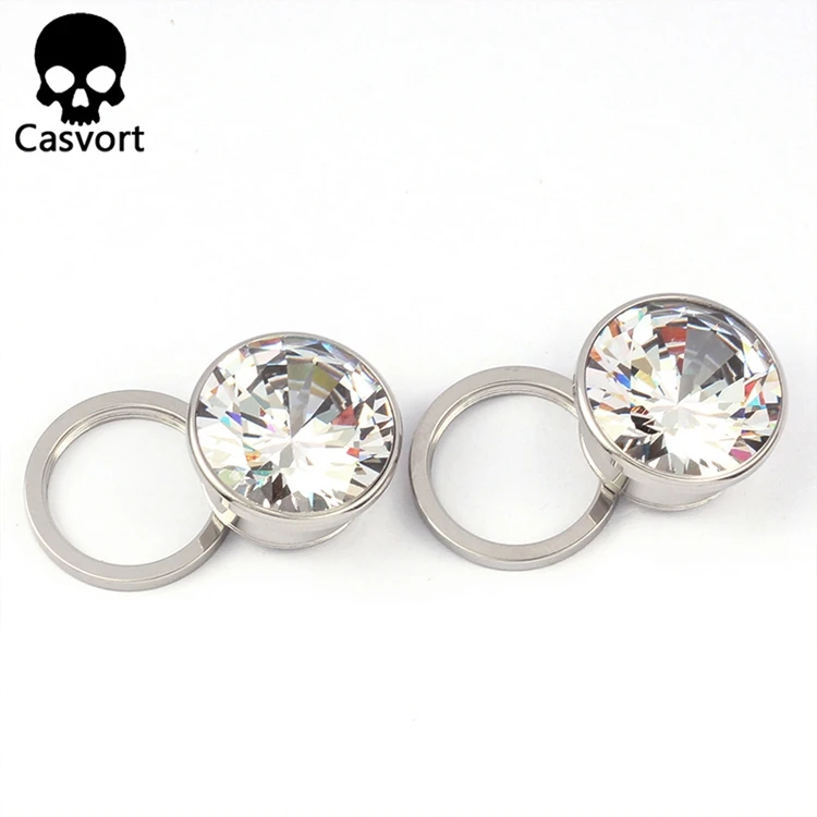 Casvort, 2 шт., серьги-тоннели, Эспандеры, винт, нержавеющая сталь, кристаллы, шпильки, измерительные приборы, модные украшения для пирсинга тела, подарок