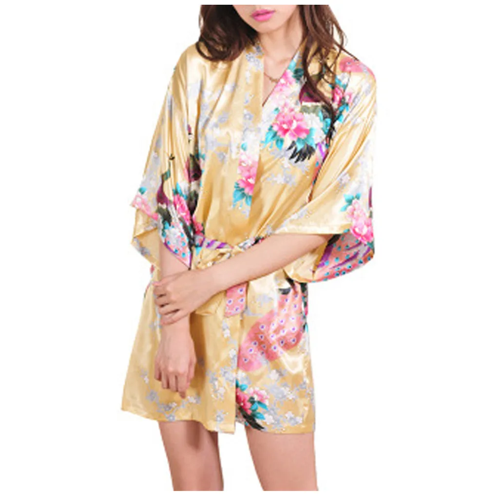 Женский сексуальный атласный банный халат на тонких бретелях кружевное нижнее