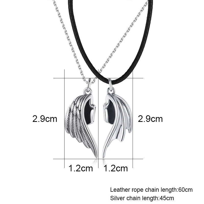 

New Fashion Couple Demon And Angel Love Necklaces Exquisite Angel-Wings Pendant Necklace For Women Love Witness Couple Necklaces