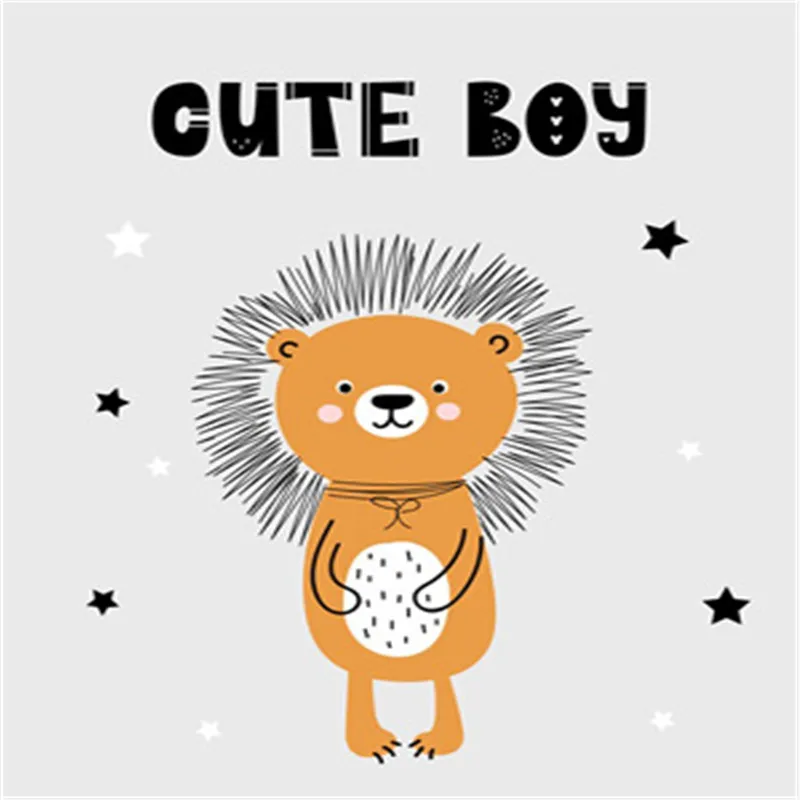 

Colorful Adornment Picture Cartoon Rabbit Fox Bear Deer Sun Pattern Oil Canvas Painting Watercolor Fashion Household Decoration