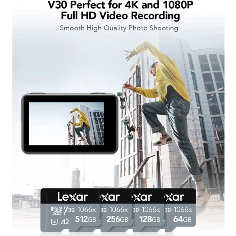 Карта памяти Lexar 1066x Micro SD 64 Гб 128 ГБ 256 512 A2 скорость чтения 160 м/с класс 10 U3 V30 TF UHD