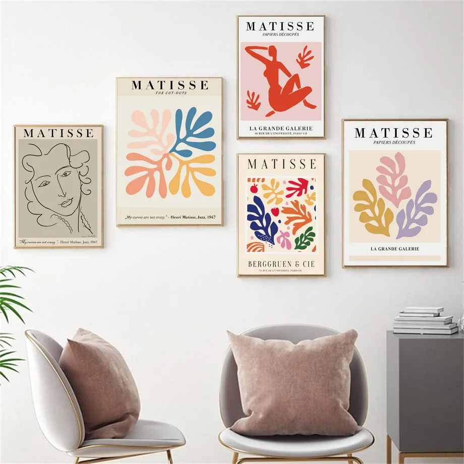 

Matisse Colorful Leaf Girl Man Curve Wall Art Canvas Painting Nordic Posters And PrintsFor Living Room Decor Wall Pictures