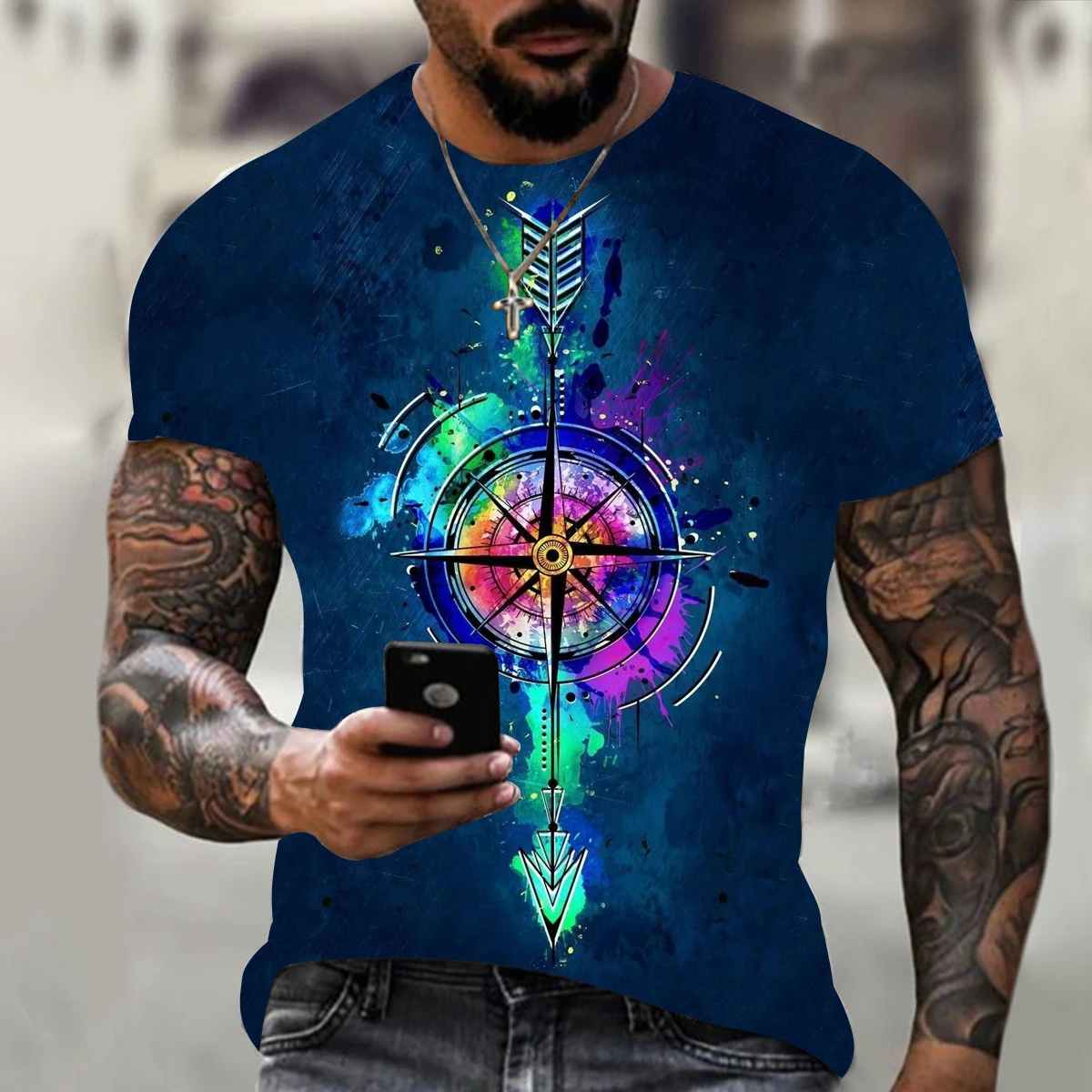 

Summer hot sale fashion handsome compass 3D printing T-shirt hip-hop style men's T-shirt O-neck oversized T-shirt top xxs-6xl