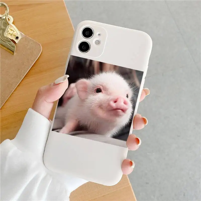

Cute Little Pink Pet Pig Phone Case For iphone SE 7 8 12 11 X XS XR mini PLUS S pro Max Soft silicone shell funda