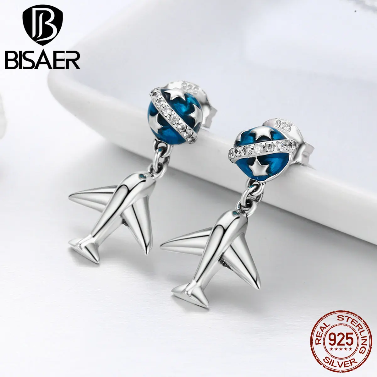 BISAER, распродажа, 925 пробы, серебряные серьги-гвоздики для женщин, ювелирные изделия из стерлингового серебра, бижутерия GXE331