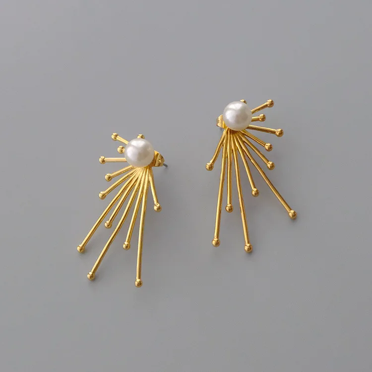 

Европейские и американские серьги с градиентом и искусственным жемчугом, с двумя серьгами, женские медные серьги