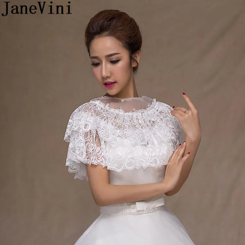 Женская кружевная вечерняя накидка JaneVini красная цвета слоновой кости с