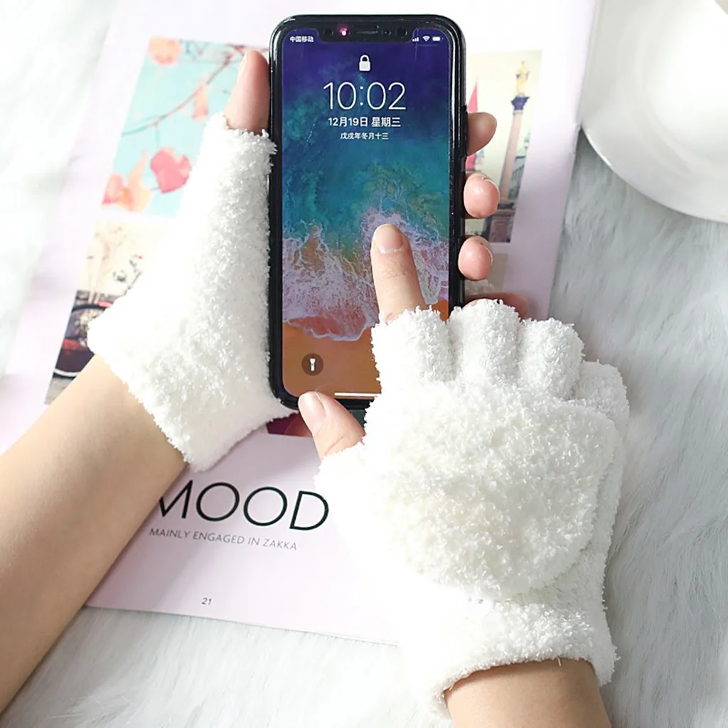 Перчатки без пальцев женские зимние перчатки для вождения вязаные шерстяные