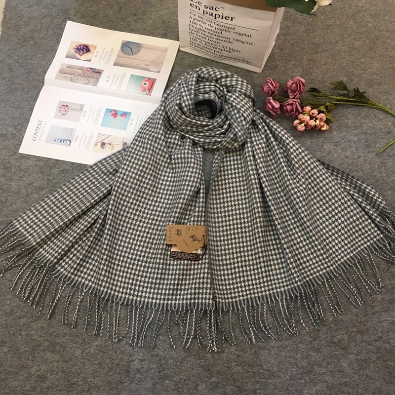 

Scarf Autumn Winter New Style Scarf Classic Thousand Bird Case Imitation Cashmere Checked Scarf Students Long Coat Shawl