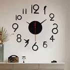 Безрамочные настенные часы сделай сам, 3d зеркальные наклейки, домашний декор, настенные беззвучные часы, 12-часовый дисплей, настенные часы с отметкой времени, 50x50 см