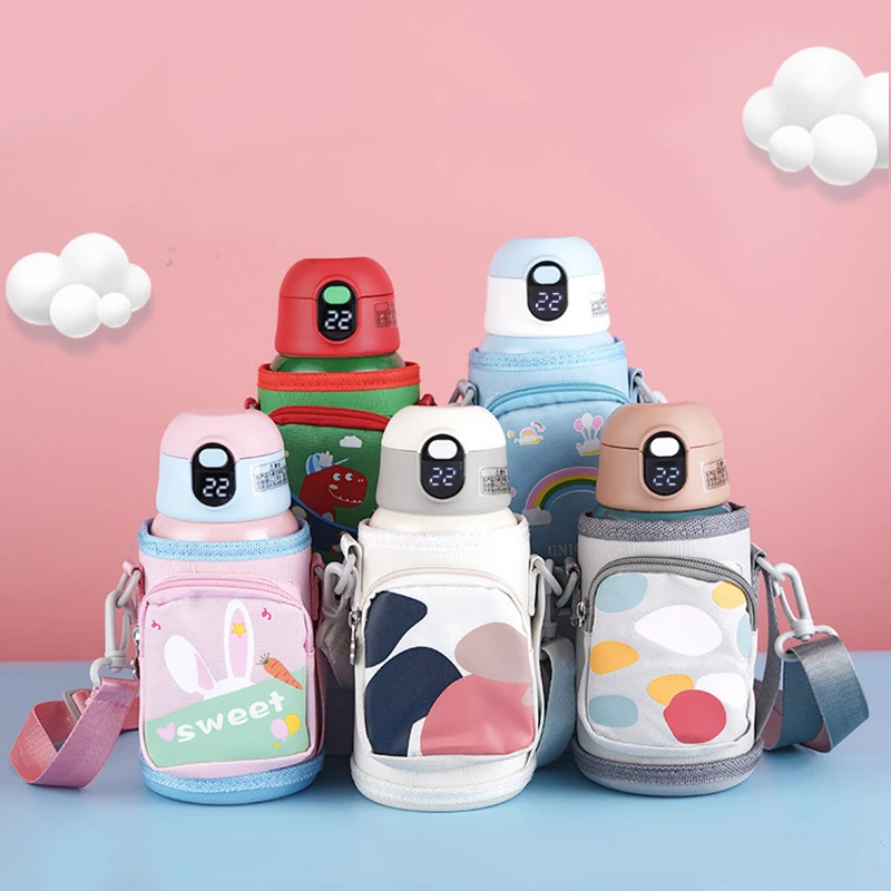 

Cute Kids Thermos Temperature Display Stainless Steel Anime Hot Water Bottle Child School Portabl Garrafa Termica Cup Thermal