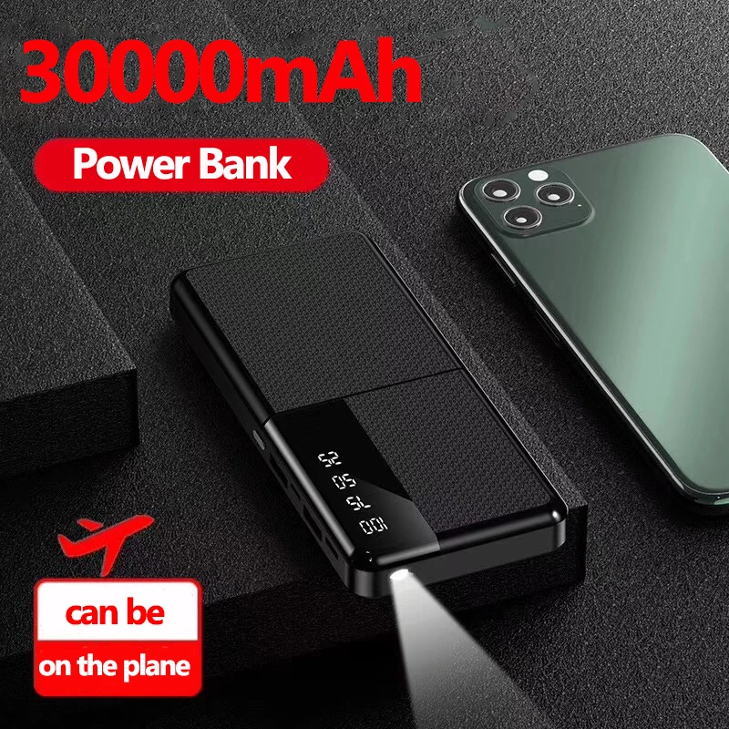 Внешний аккумулятор на 30000 мА · ч с 2 USB-портами и поддержкой быстрой зарядки |