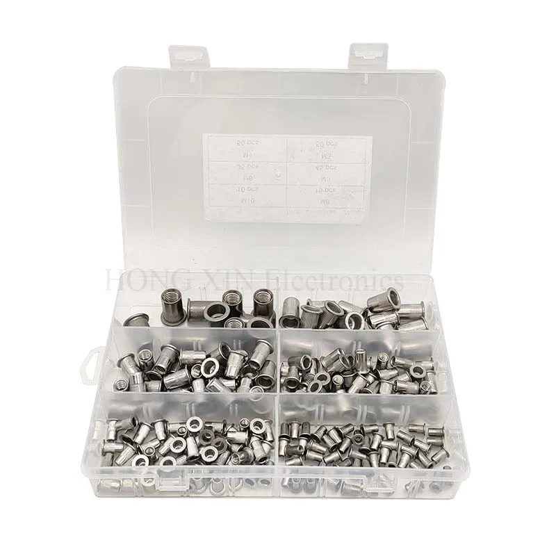 

205Pcs Stainless Steel Rivet Nut Rivnut Insert Nutsert kit M3 M4 M5 M6 M8 M10 in one box