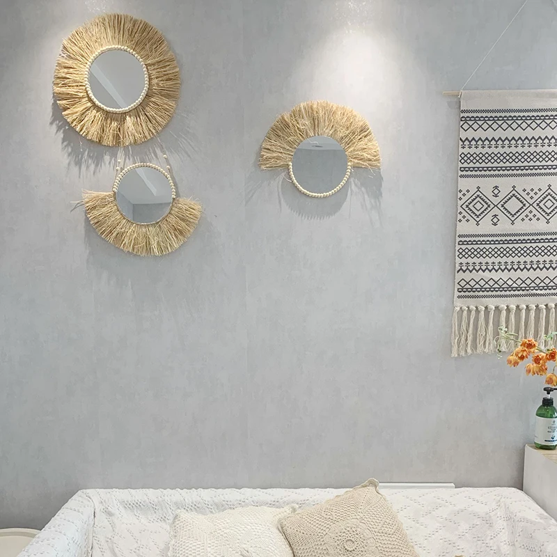 Зеркальная рафия ручной работы в марокканском стиле деревянные бусины