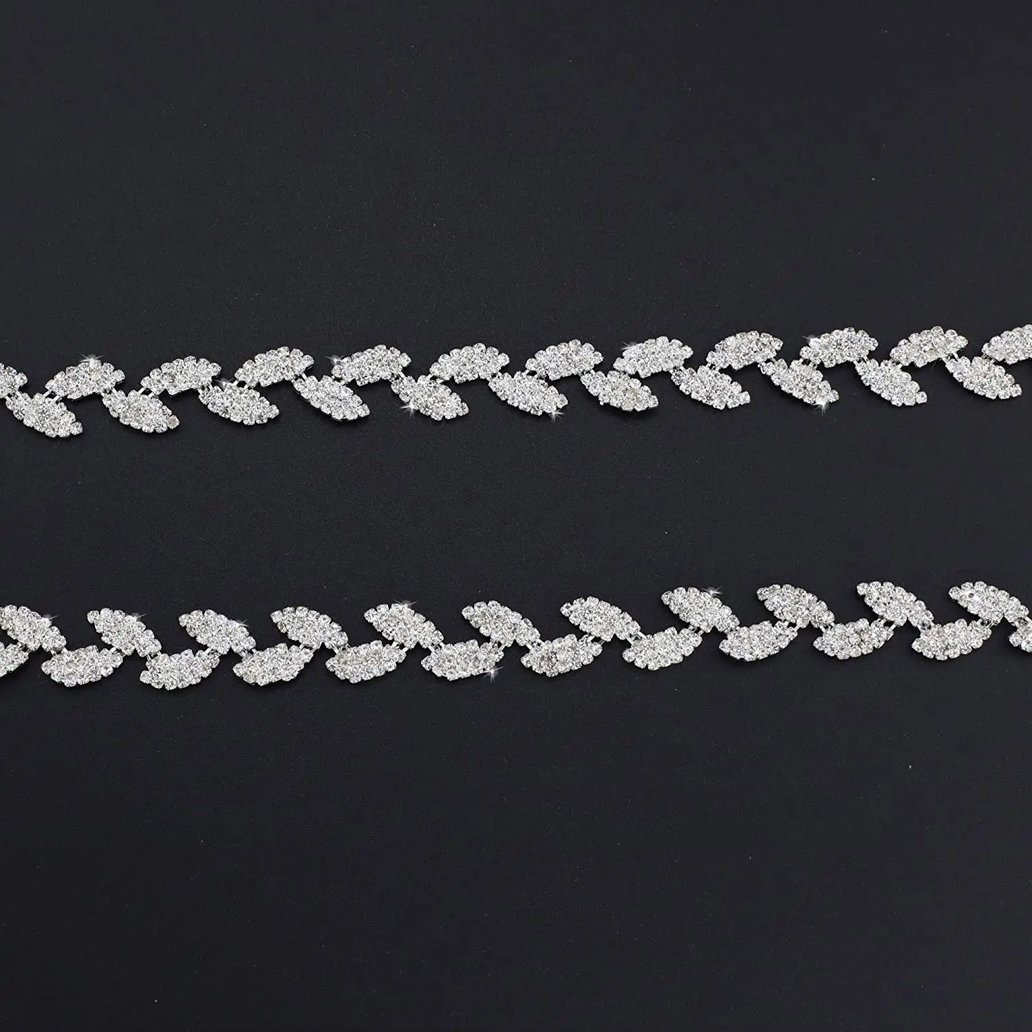 1Yard/Lot Leaf Shape Rhinestone Silver Chain Trim For Bridal Costume Ornament Cloth Bag Shoes 2Cm Width Collar | Дом и сад