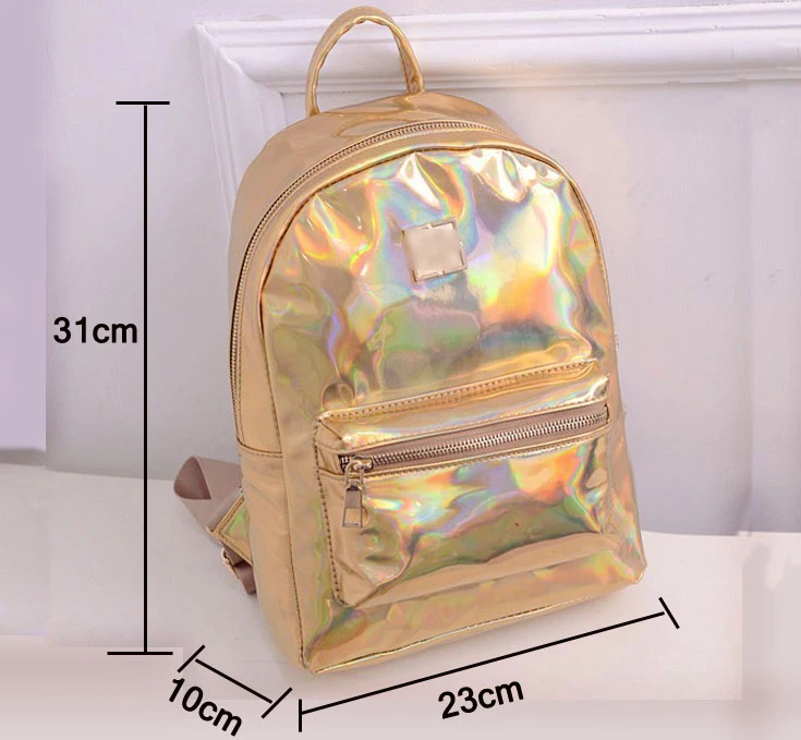 Модный голографический рюкзак в стиле хип-хоп, mochilas feminina, женский рюкзак с серебряным лазером, кожаный рюкзак, школьные сумки zaino