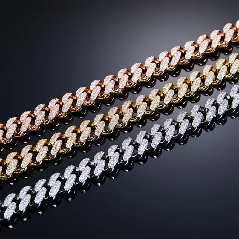 

High Quality Hip Hop Necklace Men Gold Copper Inlaid Zircon Rhinestones Cuban Chain Trendy Luxury Couple Male Exquisite Jewelry