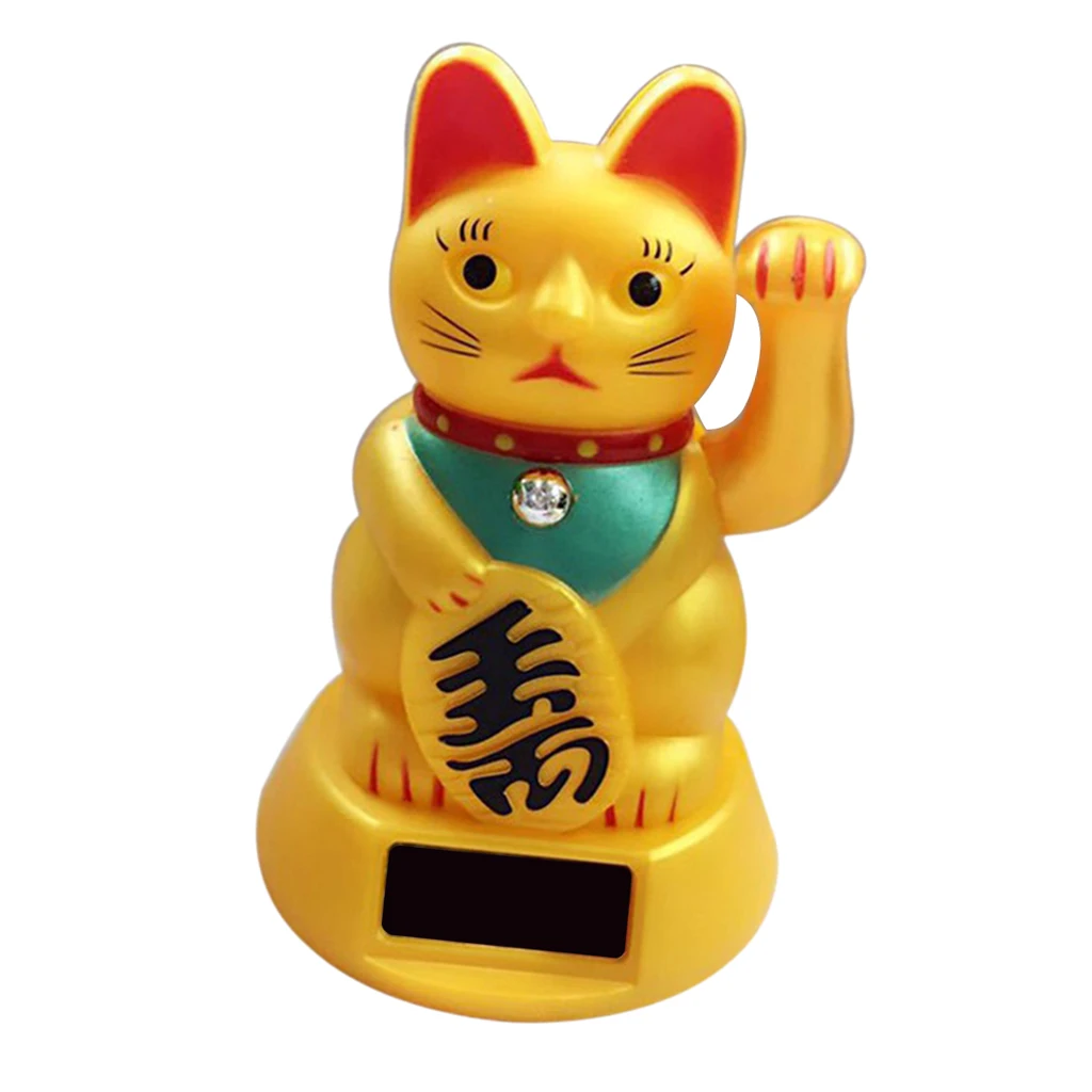 Солнечный счастливый кот автомобиль дома украшения дисплей с Beckoning