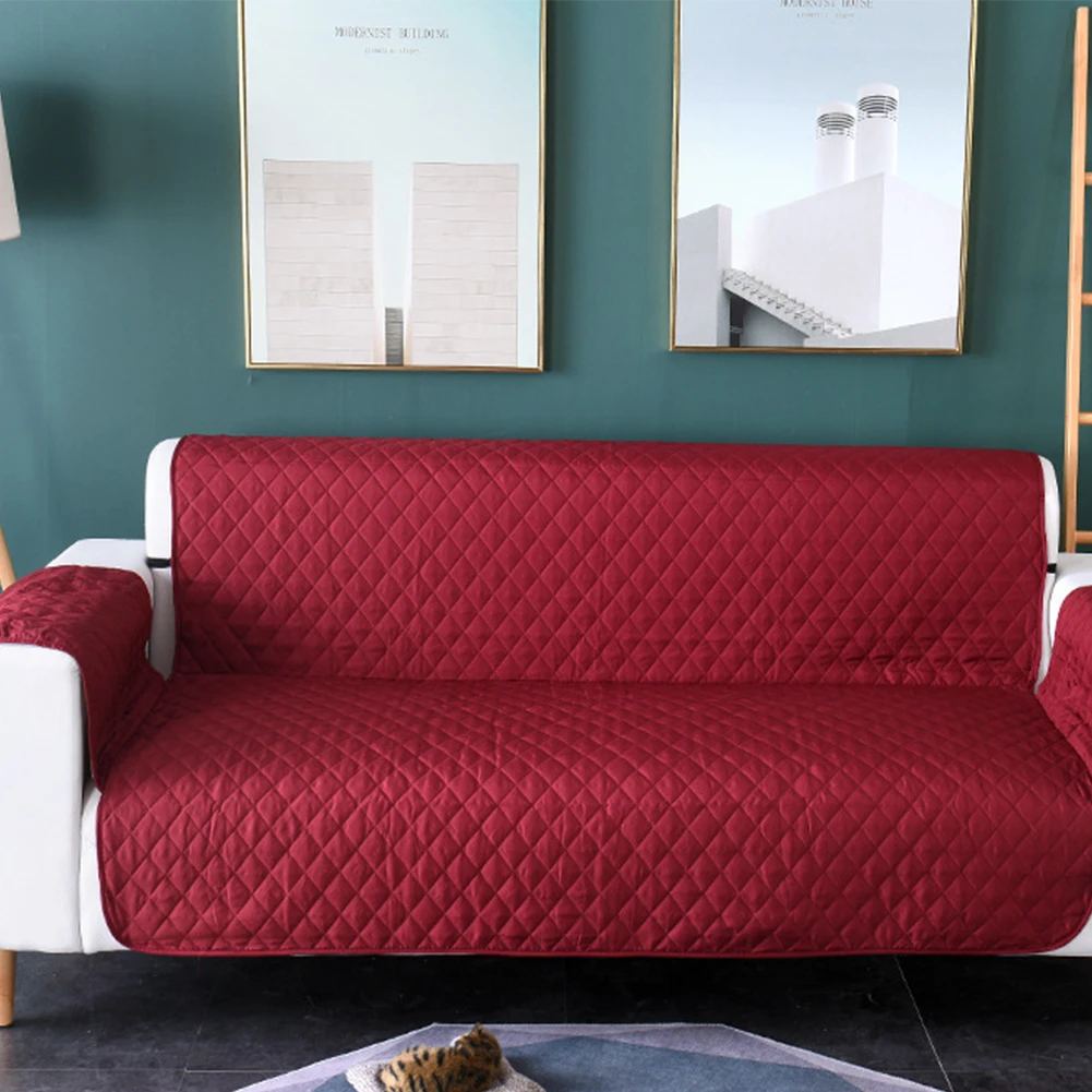 

Water Resistance 1/3 Seats Sectional Quilted Sofa Cover Anti-Slip Couch Chair Protector Pad Pet Slipcovers Mat for Living Room