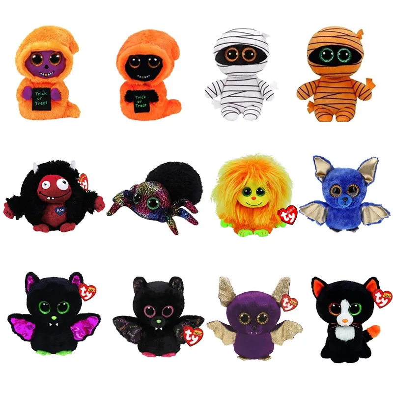

Ty Beanie Boos Big Eyes Halloween Series Plush Stuffed Toys Reaper Spider Bat Mummy Monster Ghost Doll Child Holiday Gifts 15CM