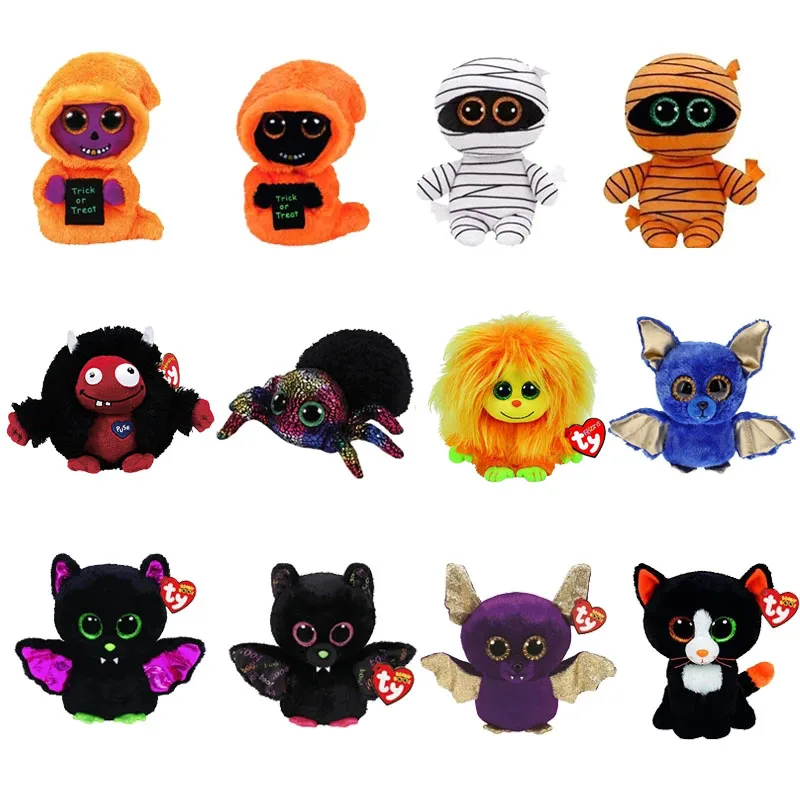 Ty Beanie Boos серии Хэллоуин плюшевые игрушки жнец паук летучая мышь Мамия монстр