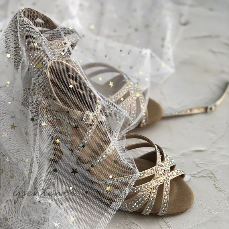 Туфли женские атласные для латиноамериканских танцев 10 см | Спорт и развлечения