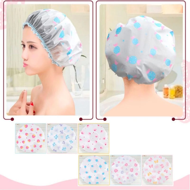 

Elastic Waterproof Bath Cap Hair Dry Shower Headwear Bathing Cap Salon Hat HX5B