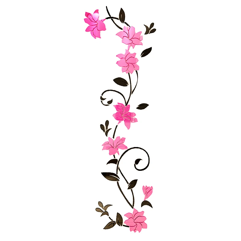 Новое поступление розовый акриловый цветок хрустальные настенные наклейки для