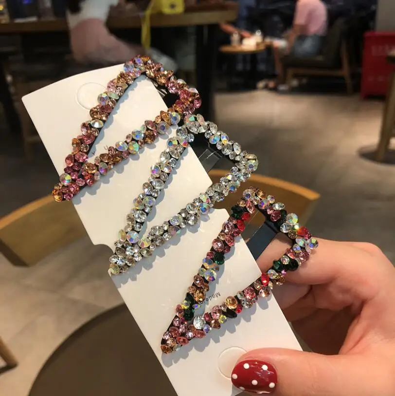 Заколка для волос с кристаллами женская модная Геометрическая краб блестящими