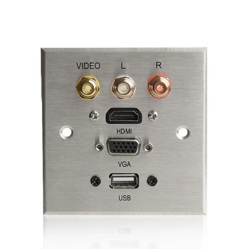 Алюминий Панель стены мультимедийный разъем совместимому с HDMI VGA видео для L/R