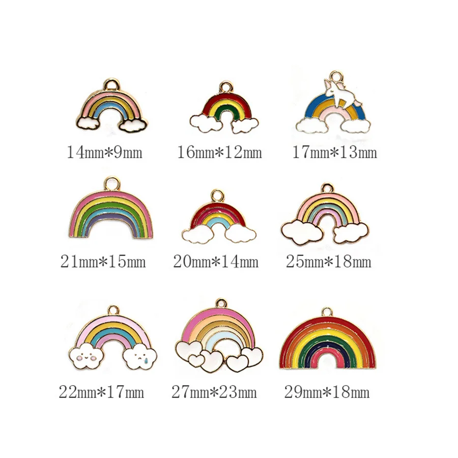 10 шт./лот эмалированная Милая мультяшная Радуга облака Подвеска для ожерелья