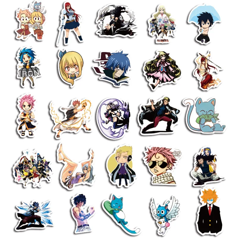 Caja de regalo DIY para casco de coche y refrigerador, pegatinas japonesas de Anime de FAIRY TAIL para bicicleta, guitarra, cuaderno, maletero de Skate, 10/30/50 unids/paquete-4