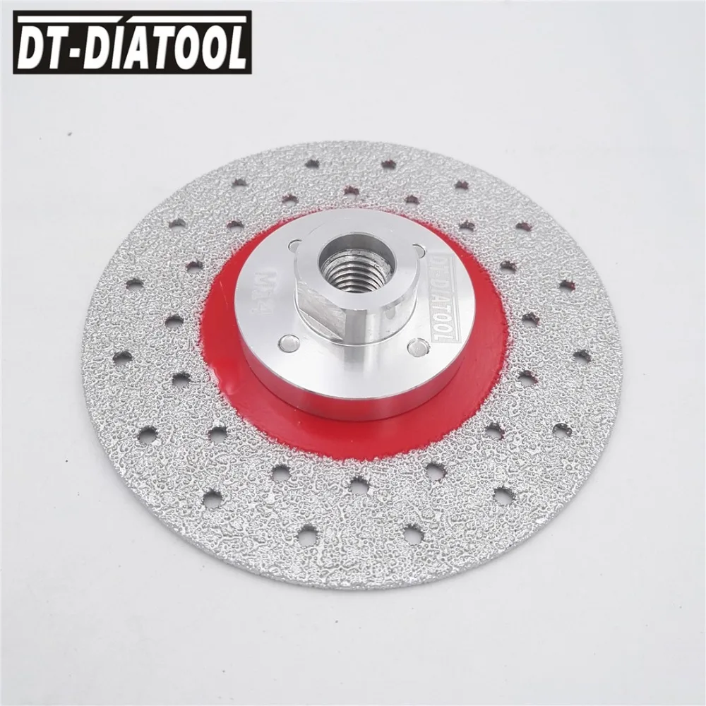 DT-DIATOOL 1pc M14 or 5/8-11 Thread Vacuum Brazed Double Side Coated Diamond Cutting Grinding Wheel For Cut Shapen Grind Smooth