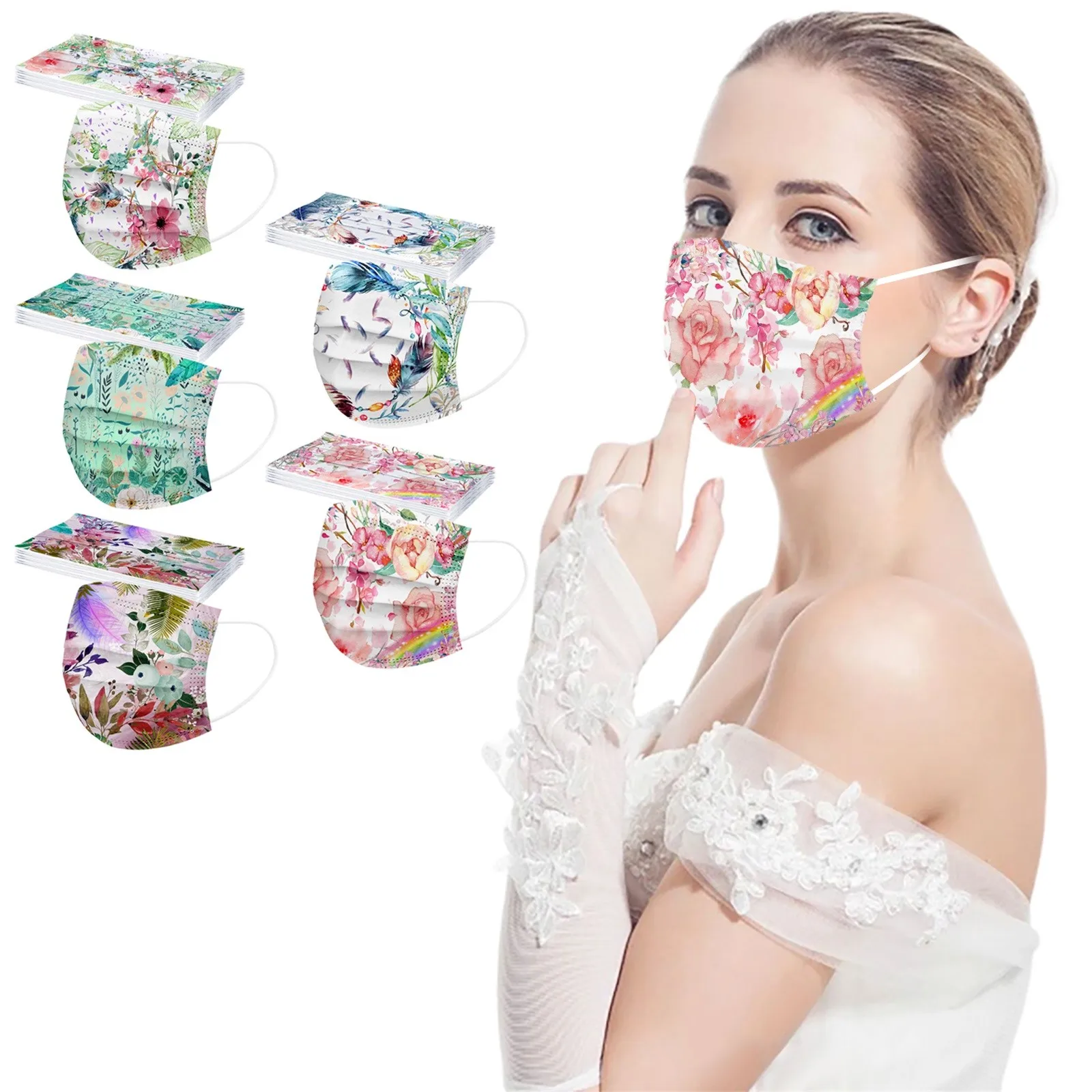 

10pc Masks for Women Fashion Printed Disposable Face Mask adult 3-ply Proteccion Маски Unisex Mascarillas Halloween Cosplay