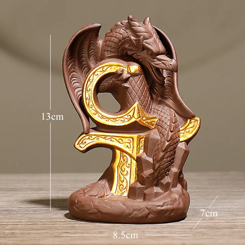 Керамическая курильница с золотым Драконом обратным потоком водопадом