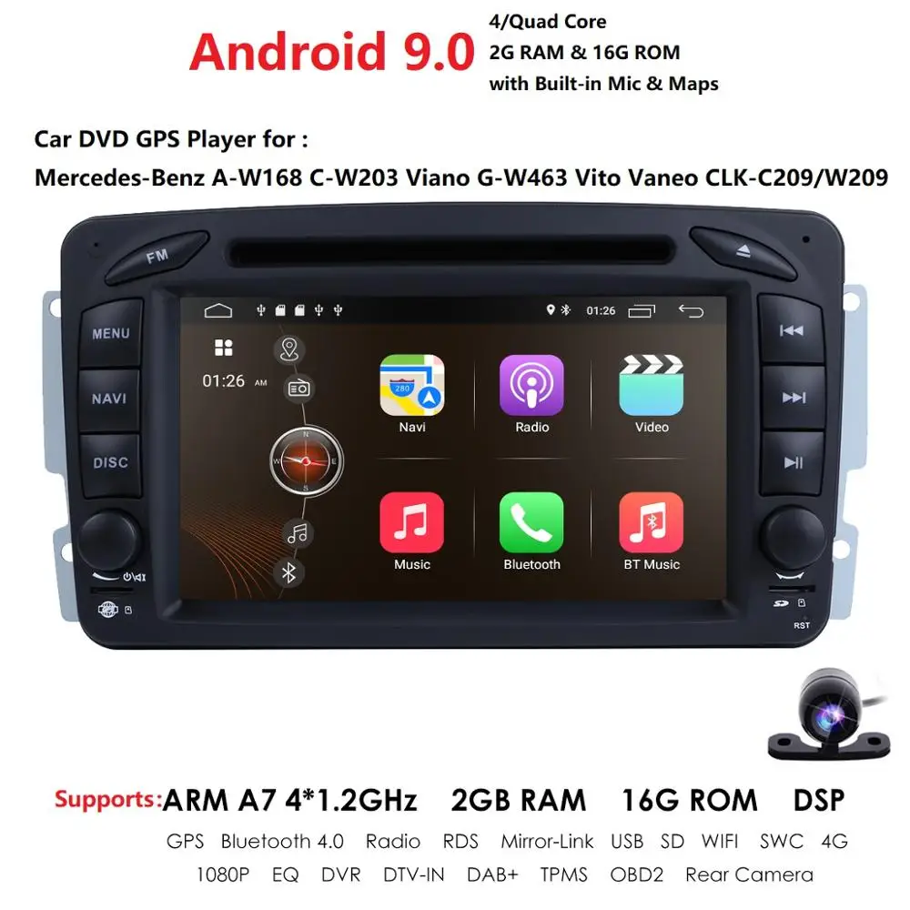 Android9.0CarDVD радио плеер gps Wi Fi пульт дистанционного управления для Mercedes Benz/W203 Viano Vito