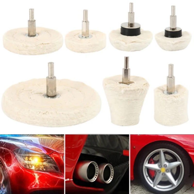 

7x Polishing Wheel Buffing Pads Mop Drill Kit For Cars Polisher Corner Cleaning
