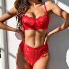 Комплект женского нижнего белья из бюстгальтера и трусиков, с высокой талией