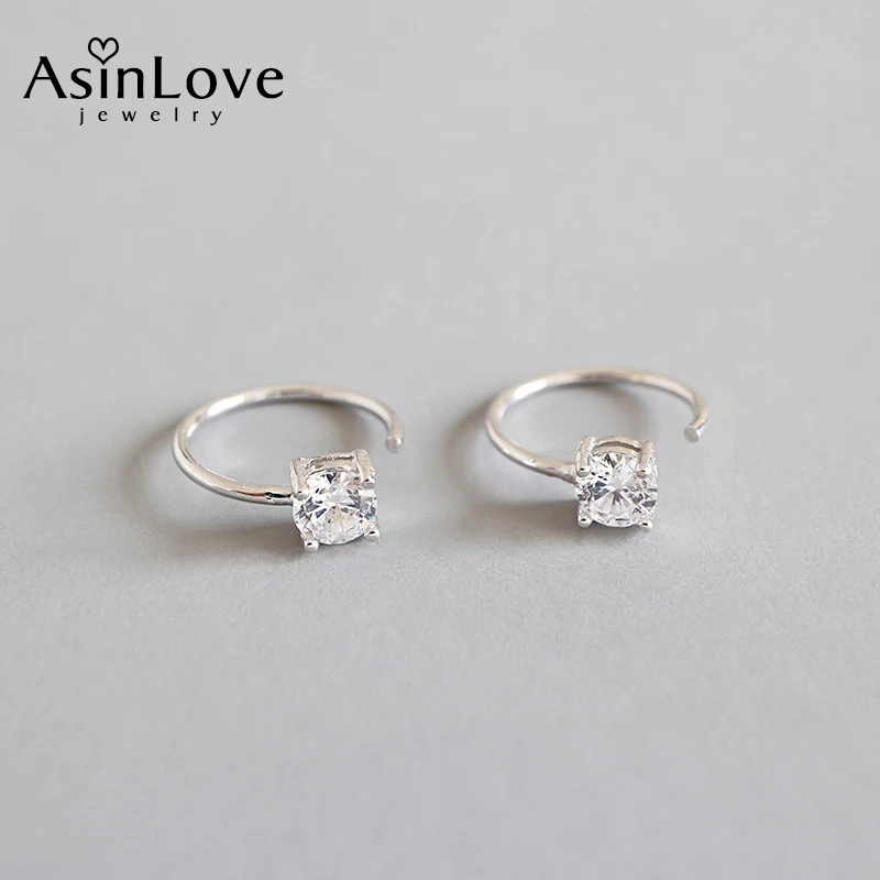 Минималистичные серьги-гвоздики с микроцирконом AsinLove Mini из серебра 925 простые, яркие и популярные для женщин, универсальный подарок.