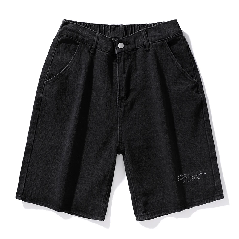 

Light-Blue Black Men'S Casual Denim Shorts 2022 Summer New Fashion Straight Loose Jeans Male Classic Brand Jean Five-Point Pants