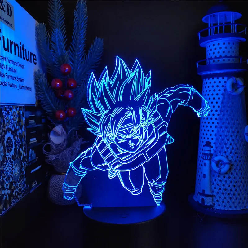 Dragon Ball Z Аниме лампа украшение дома 3D рисунок ночной Светильник Son Goku Manga