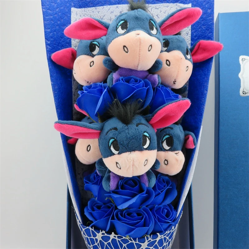 Симпатичные мягкие Ослик Eeyore с мыльными цветами букеты из игрушек материал животных Необычные плюшевые игрушки подарок на день Святого Валентина/выпускной