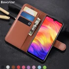 Кожаный чехол для Xiaomi Redmi Note 7, чехол из искусственной кожи с отделениями для карт, с рисунком личи, кошелек, чехол для телефона Redmi Note 7, чехол